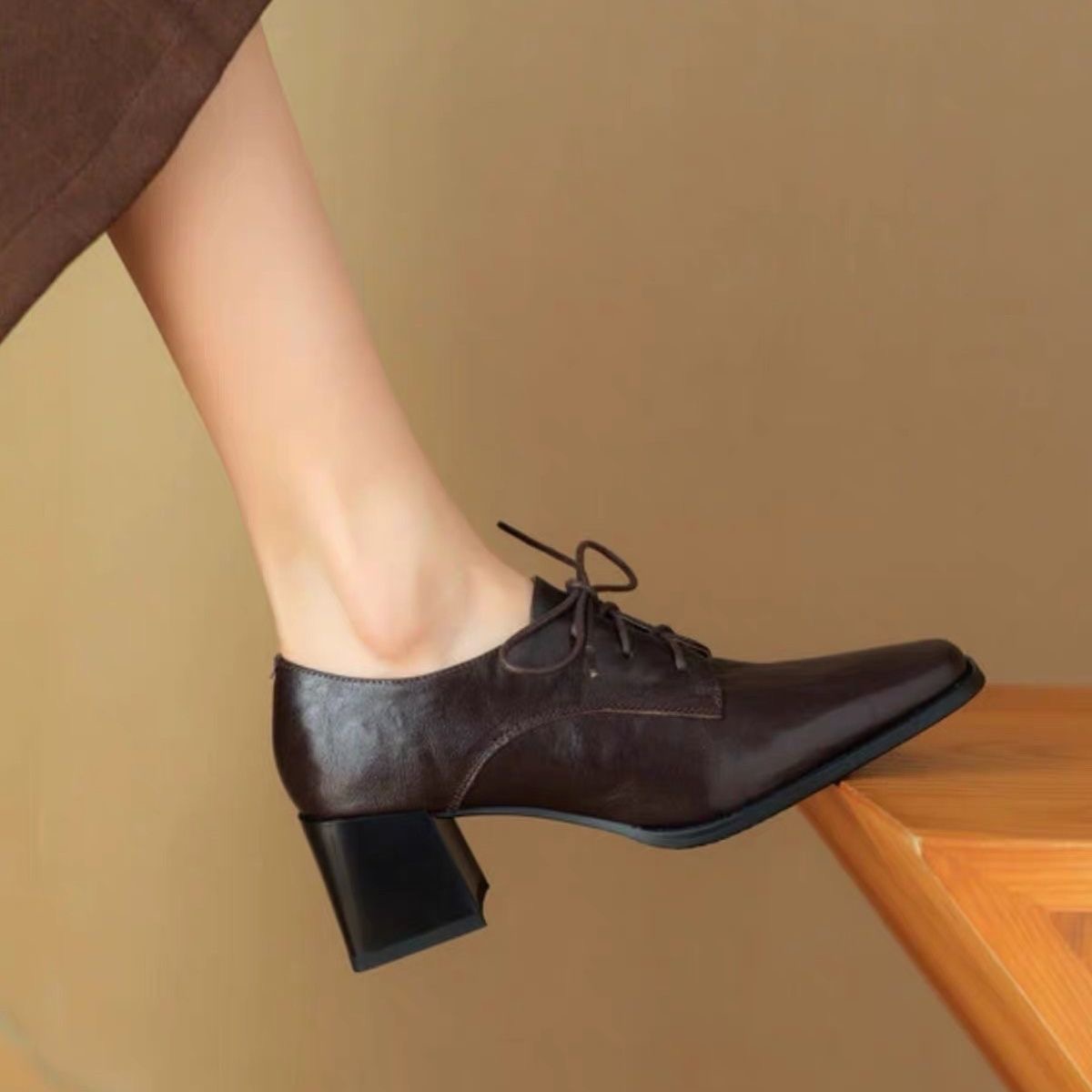 Women Square Toe Lace Up Oxfor - Oxford Lace Up Women ulasan dan harga