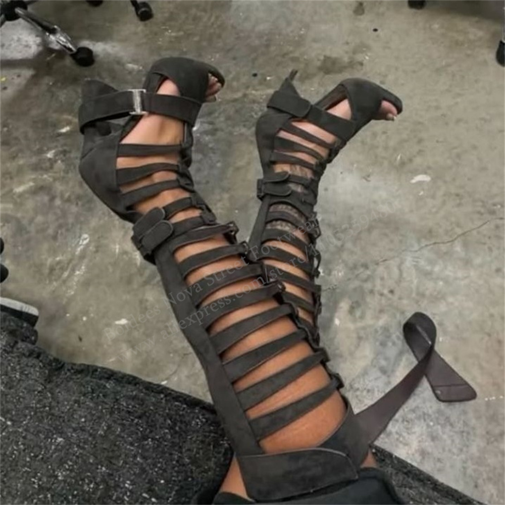 Gladiator Hollow Belt Buckle K - Knee High Boots Women ulasan dan harga