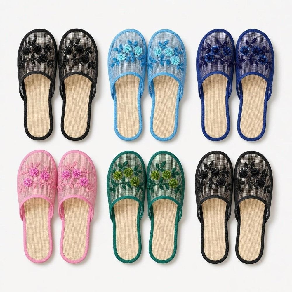 Casual Flower Embroidery Mesh  - Mule Slip On ulasan dan harga