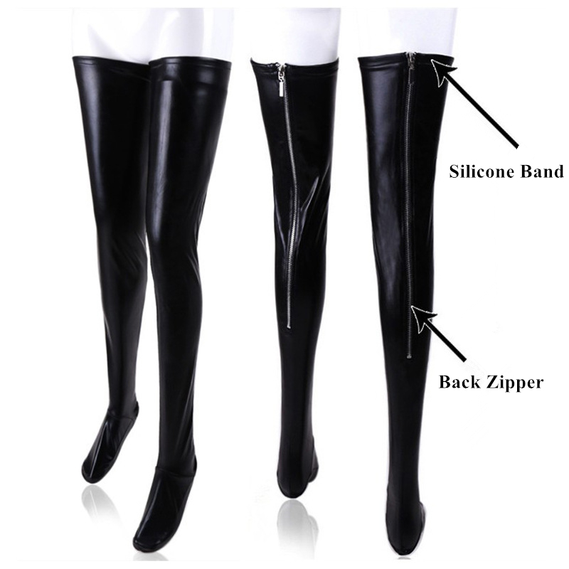 Punk Black PU Leather Stocking - Women Shoes Xxl ulasan dan harga