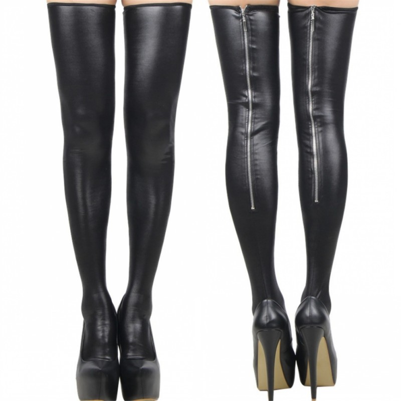 Punk Black PU Leather Stocking - Women Shoes Xxl ulasan dan harga